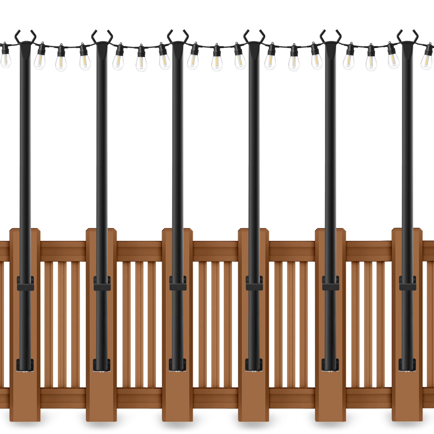 Photo 1 of 6 Pack 5 Ft String Light Poles, String Light Poles for Outside with Fixing Clips,Metal Poles for Outdoor String Lights, Hanging Light Poles for Deck Fence Garden Backyard Wall Bistro