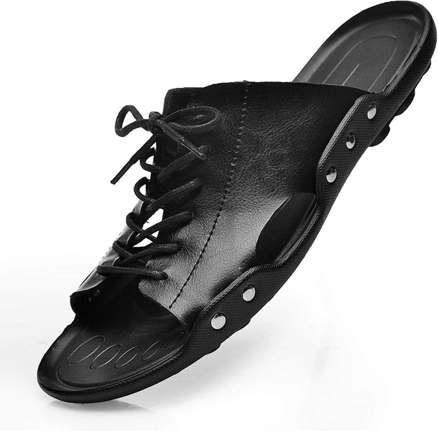 TZJYStore Men's Summer Leather Slippers Fashion Beach Sandals Cowhide Sandals Men