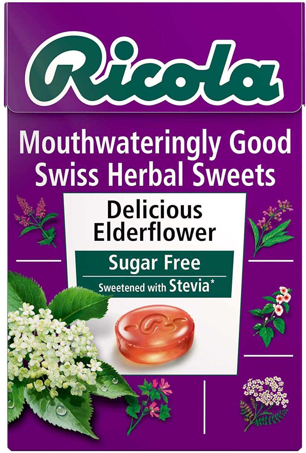 Ricola Elderflower Sugar Free Swiss Herb Drops 45 g (Pack of 10)