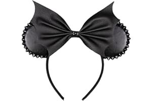 JIAHANG PU Mouse Ear Black Headband with Rivet, Halloween Bat Hair Bow Hairband, Festival Masquerade Party Decoration Role Play Headwear for Women Girls