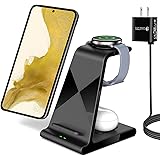 Lopnord Wireless Charging Station Compatible with Samsung Galaxy Watch 4/Z Fold 3/Z Flip 3/S22/S21 Ultra/S21, 3 in 1 Wireless