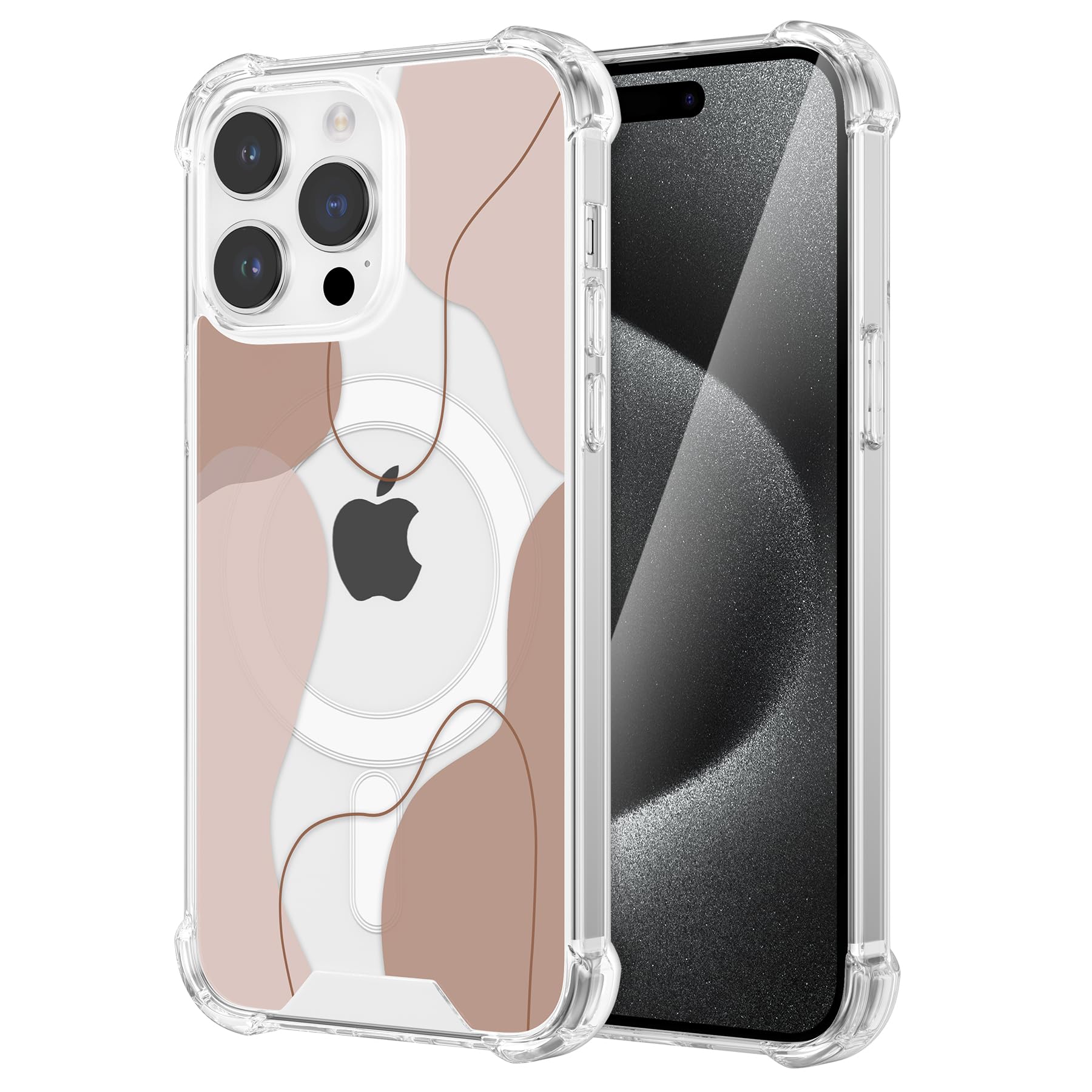 DEFBSC Magnetic Case for iPhone 13 Pro Max,[Compatible with MagSafe], Color Mix Aesthetic Design Cute Slim Acrylic Back Soft Shaped with Built-in Bumper Protective Phone Case - Brown