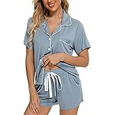 Leikar Womens Button Down Pajama Sets Bride Pajamas Sets Sleepwear Shorts Lounge Set