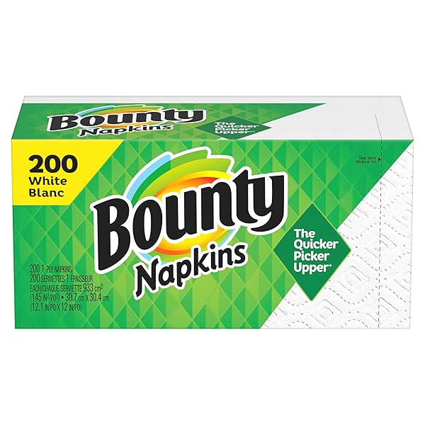 BOUNTY PAPER NAPKINS, WHITE, 200 COUNT