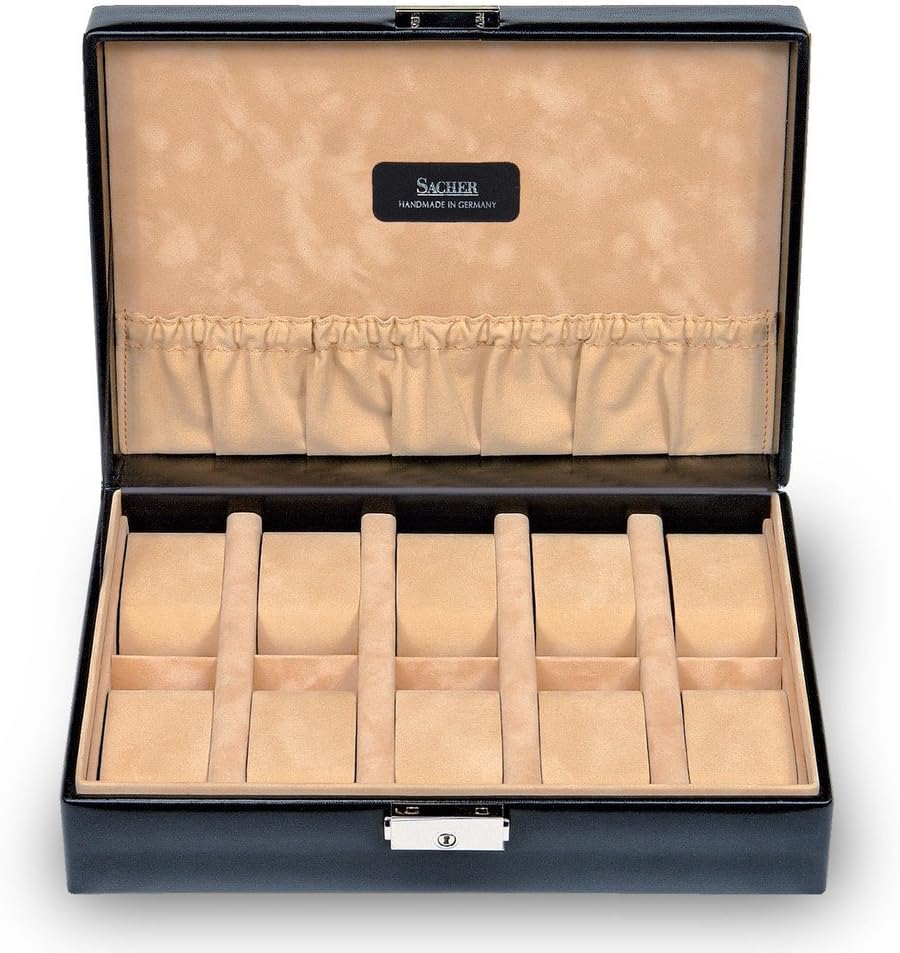 SACHERSACHER case for 10 watches/new classic/black, leather/handmade in Germany