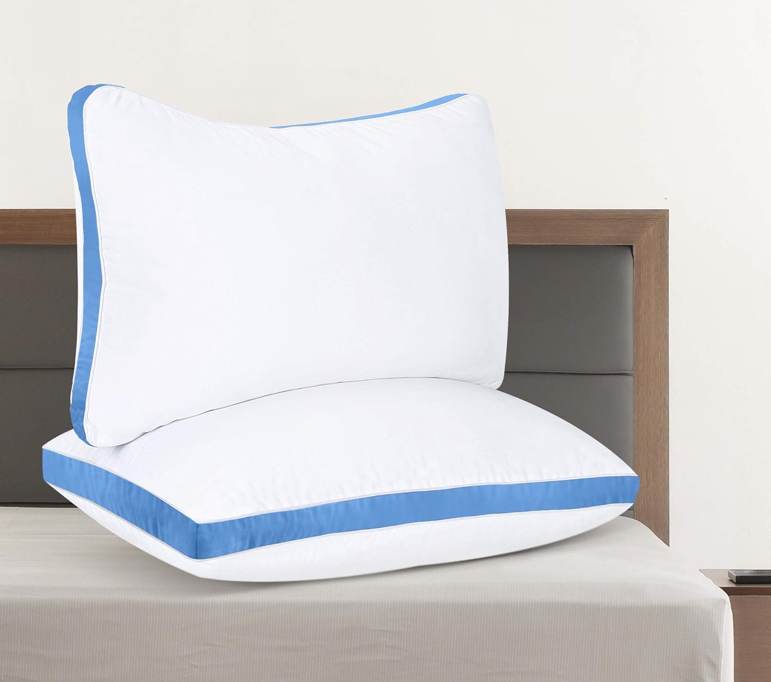 Utopia Bedding Gusseted Pillow (2-Pack) Premium Quality Bed Pillows - Side Back Sleepers - Blue Gusset - Queen - 18 x 26 Inches: Home & Kitchen