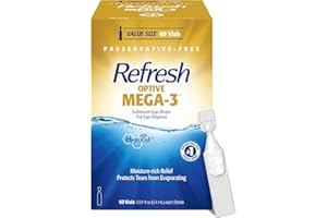 Refresh Optive MEGA-3 Lubricant Eye Drops Preservative-Free Artificial Tears, 0.01 fl oz (0.4 mL), 60 Single-Use Containers