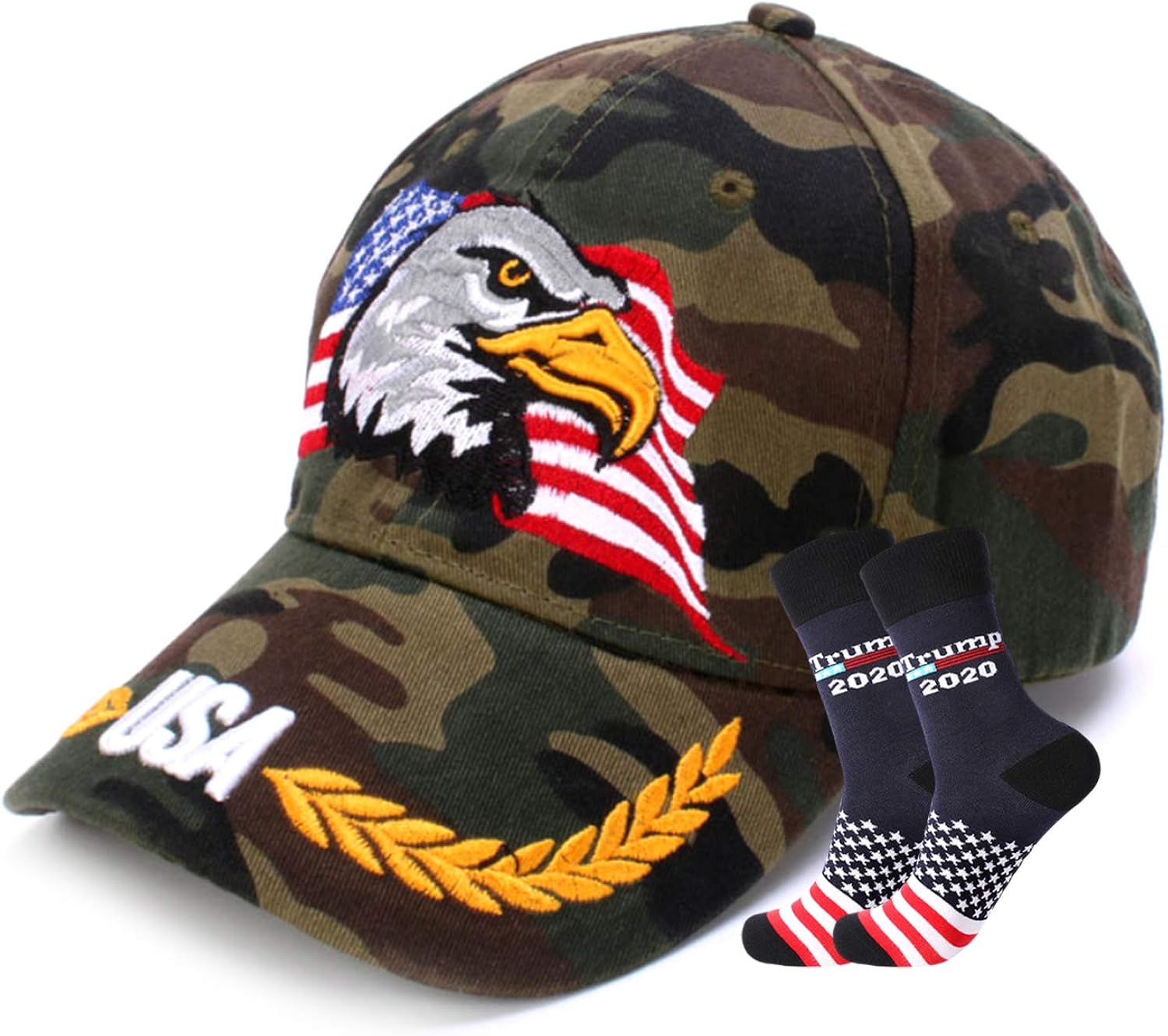 Men USA Patriotic American Eagle Hat Baseball Cap Embroidery 3D Green