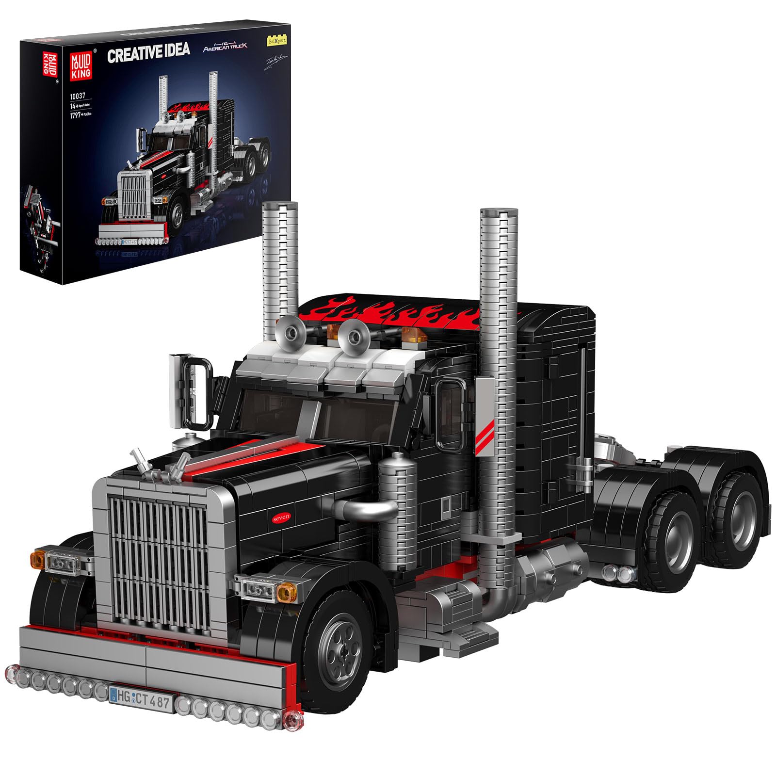 Mould King 10037 American Tow Truck Car Building Toys Classic Lorry Auto Model Building Blocks for Adults Lorry Collectible Car Model Gift (1797 PCS)