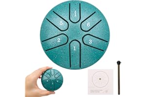 YERIA Rain Drum for Outside, Steel Tongue Drum Rain, 3 Inch Sound Healing Drum Kit,Mini Handpan Drum, 6 Note Worry Free Drum, Beginner Handpan Drum Percussion (Green)