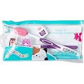 Brush Buddies Squishmallows Toothbrush Travel Kit, Dental Kit with Toothbrush, Tongue Scraper, and Floss