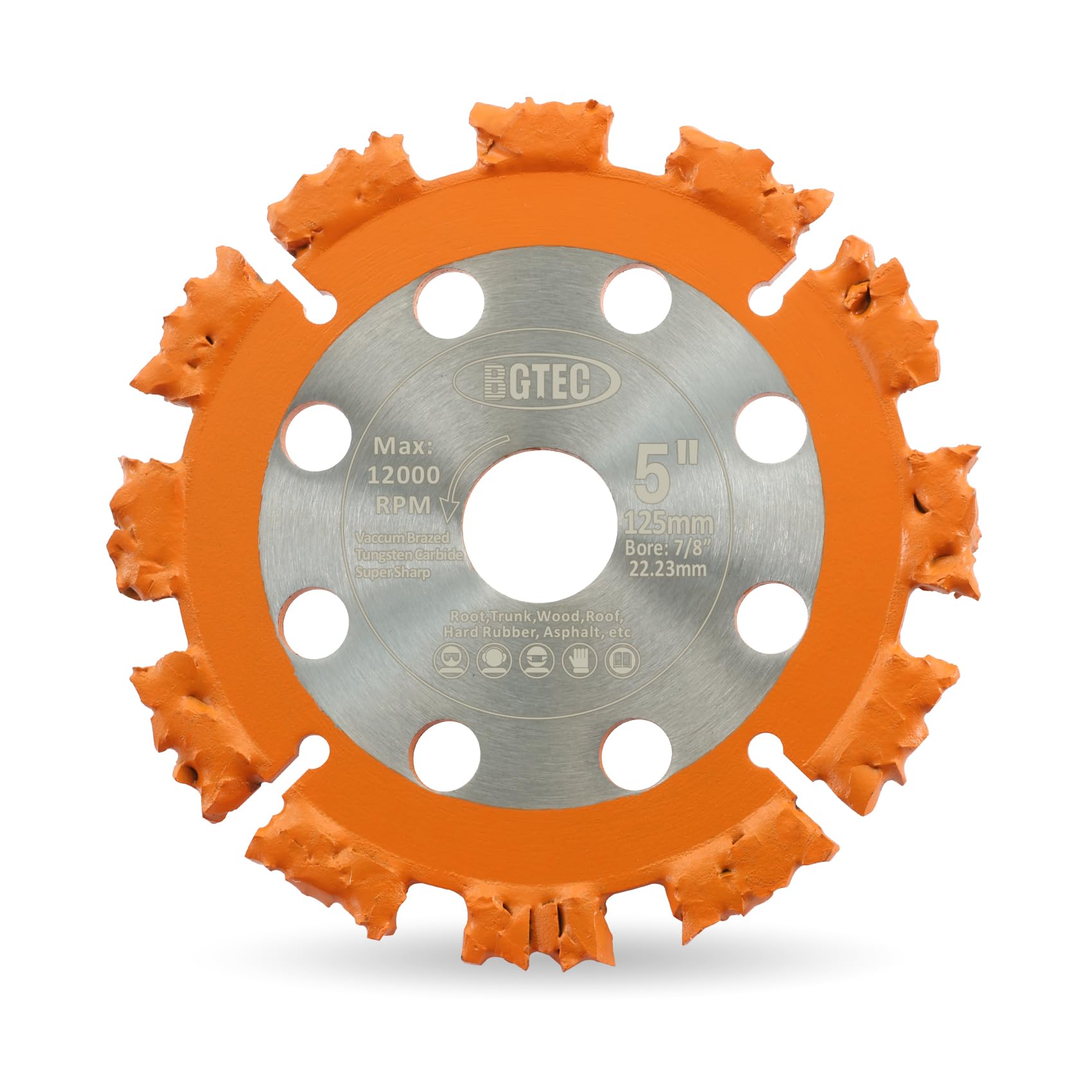 Wood Cutting Disc 5"/125 mm - BGTEC Carbide saw blade for Tree Root,Trunk,Wood,Hard Rubber,Plastic