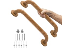 16 Inch Shower Grab Bar Wood Grain, Munzong 2 Pack Stainless Steel Bathroom Grab Bar, Bathroom Balance Bar,Safety Hand Rail Support Handicap Elderly Injury Senior Assist Bath Handle