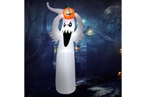 Becoyou Halloween Inflatables, 70.8" Inflatable Ghost and Pumpkin Blow Up Decorations with LED Lights for Home Yard Shopping 