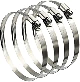 EesTeck 5 Inch Adjustable Hose Clips 304 Stainless Steel 118-140mm (4 Pcs) view 1