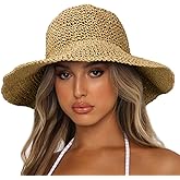 Sydbecs Womens Sun Hats Wide Brim Summer Beach Hat for Women Foldable Travel Straw Hat UPF50+