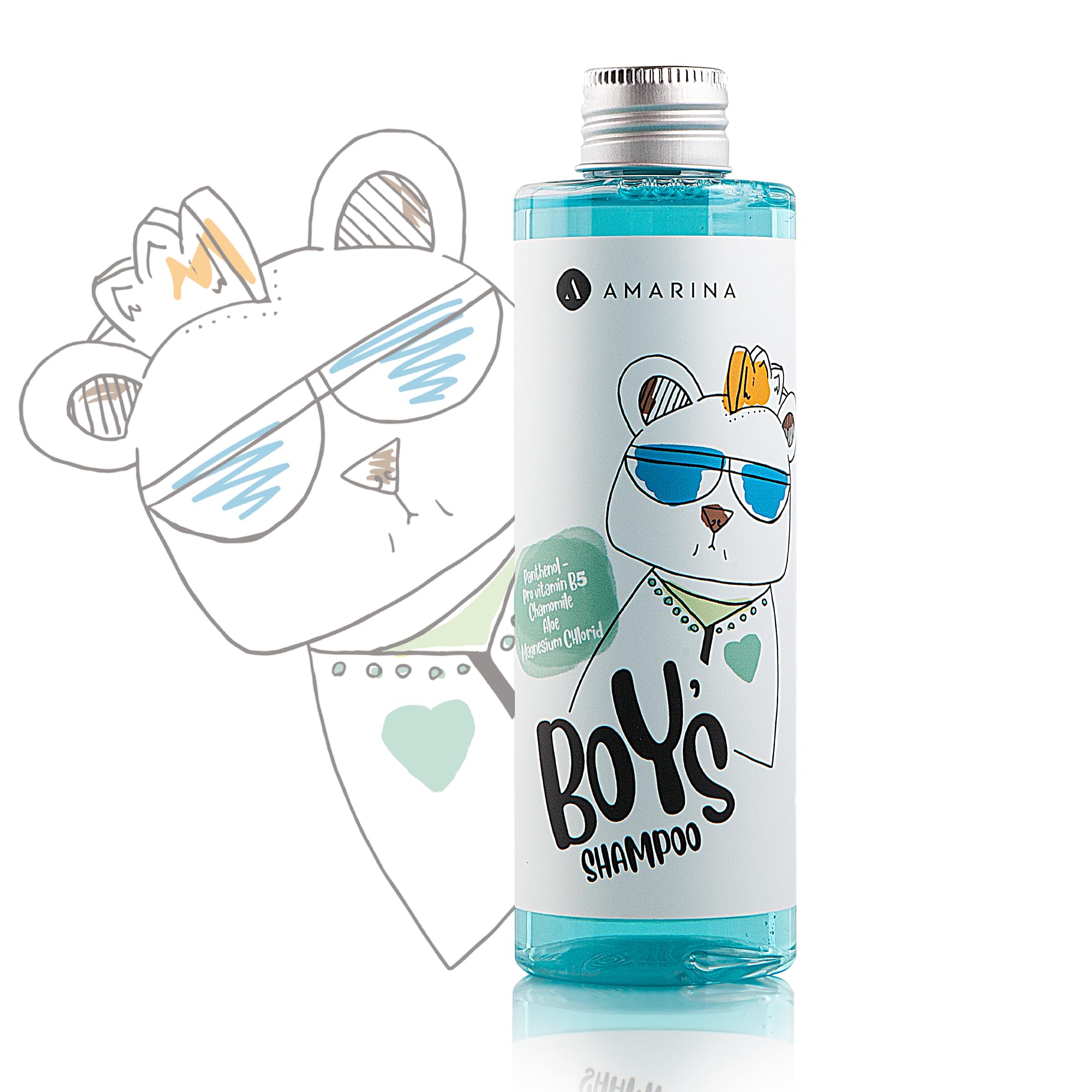 Healthy Hair for Kids & Teens: Amarina Boys Shampoo - Toxin-Free, Hypoallergenic, Nourishing Formula with Panthenol, Chamomile, Aloe Vera, & Magnesium Chloride - Promotes Thick, Vibrant Hair