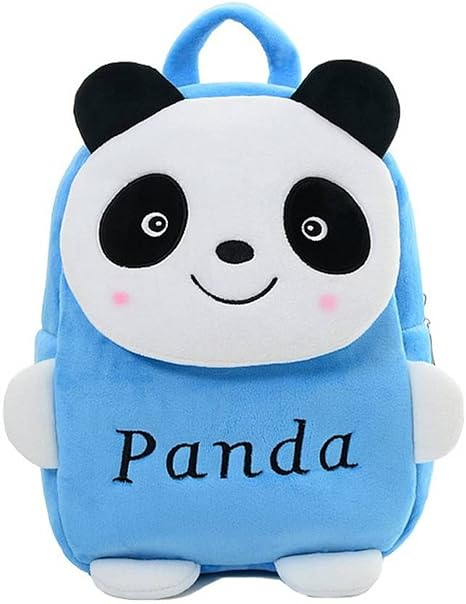 DZert Velvet Soft Plush Blue Panda Backpack for Kids (2 to 5 Years)