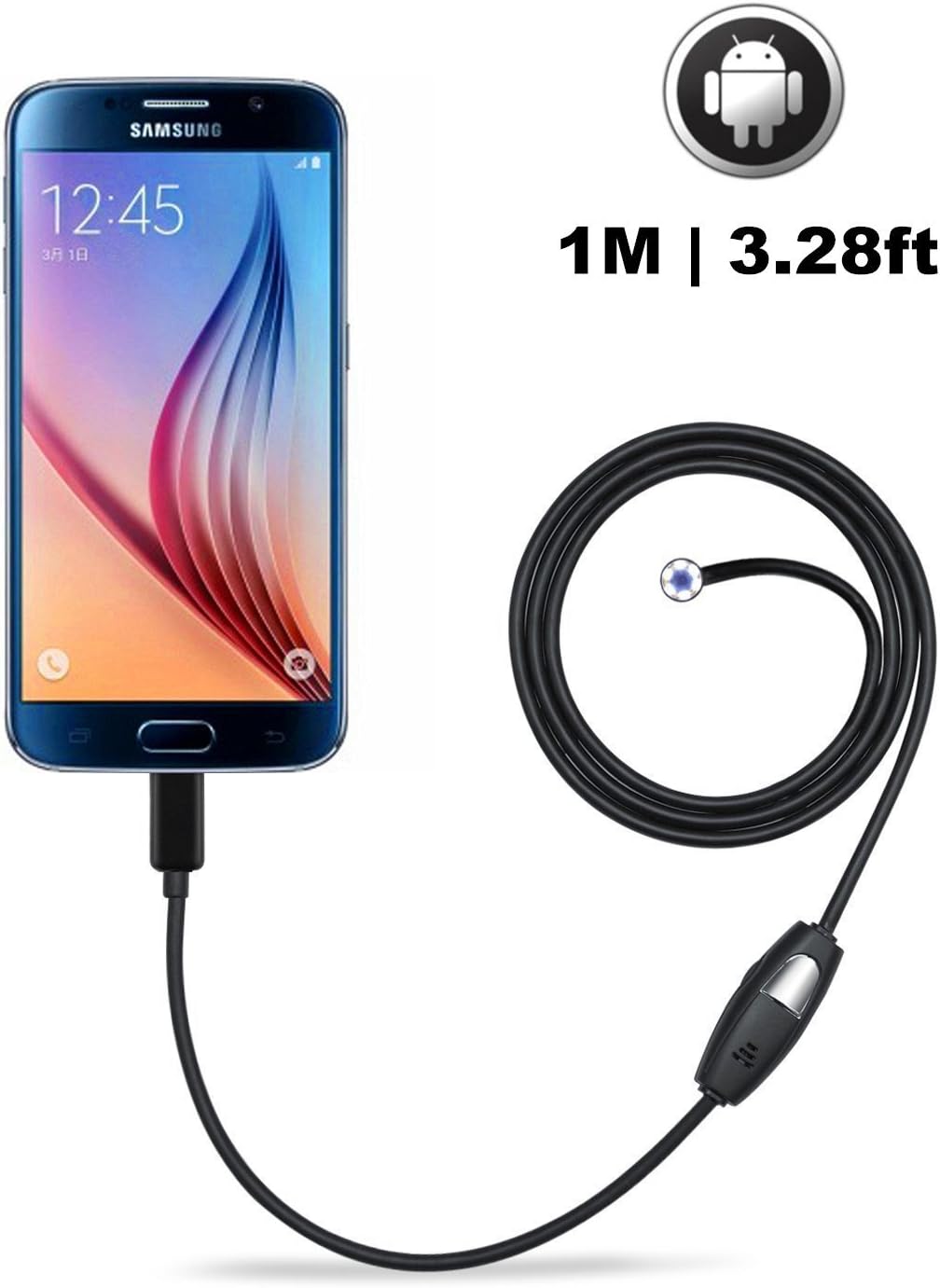 NewK Endoscope, Snake Camera, 6 LEDs Waterproof Inspection Camera with Snake Soft Wire for Laptops and USB OTG Compatible Android Smartphone (1M | 3.28ft)