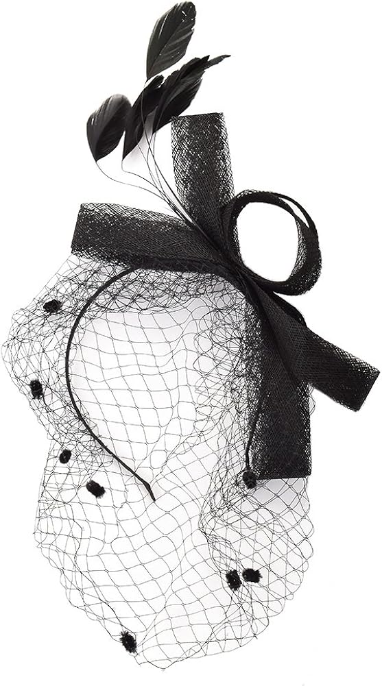 GRACEART Bowknot Fascinator Hats Veil Headband, Black