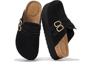 Project Cloud 100% Genuine Leather Clogs for Women - Wedge Womens Clogs Platform Sandals with Memory Foam Insole - Heeled Mules for Women 2025 (Stephi)