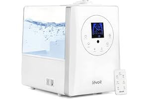 LEVOIT Humidifiers for Bedroom Large Room Home, 6L Warm and Cool Mist Ultrasonic Air Vaporizer for Plants and Whole House, Built-in Humidity Sensor, Essential Oil Diffuser, Whisper Quiet, Timer, White