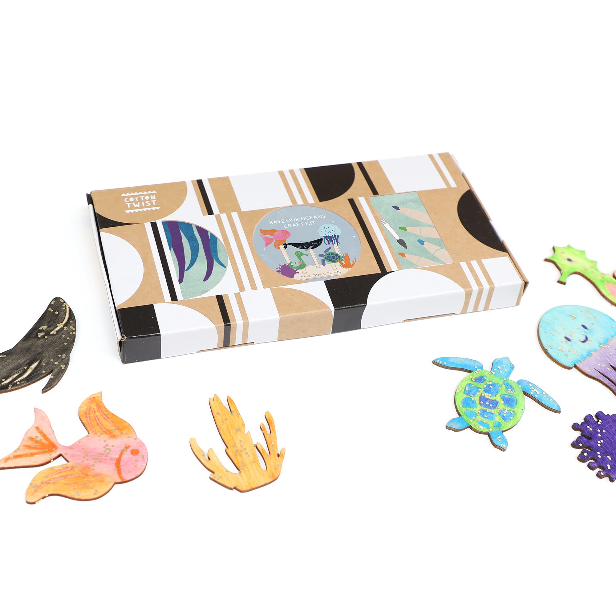 COTTON TWIST Make and Paint Save Our Oceans Craft Kit - Unisex Creative Fun Activity Box