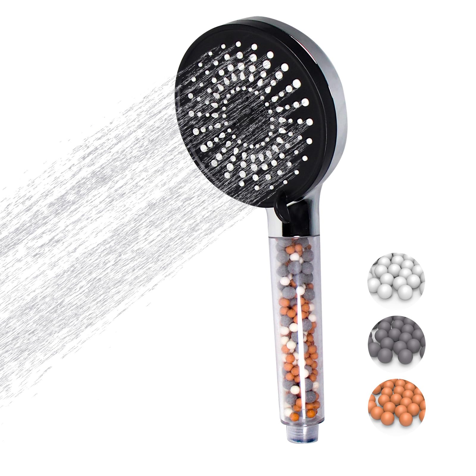 JRJRN Filtered Shower Head - Showerhead with Filter, High Pressure Shower Head with 5 Spray Modes for Hard Water Areas, Residual Chlorine Removal