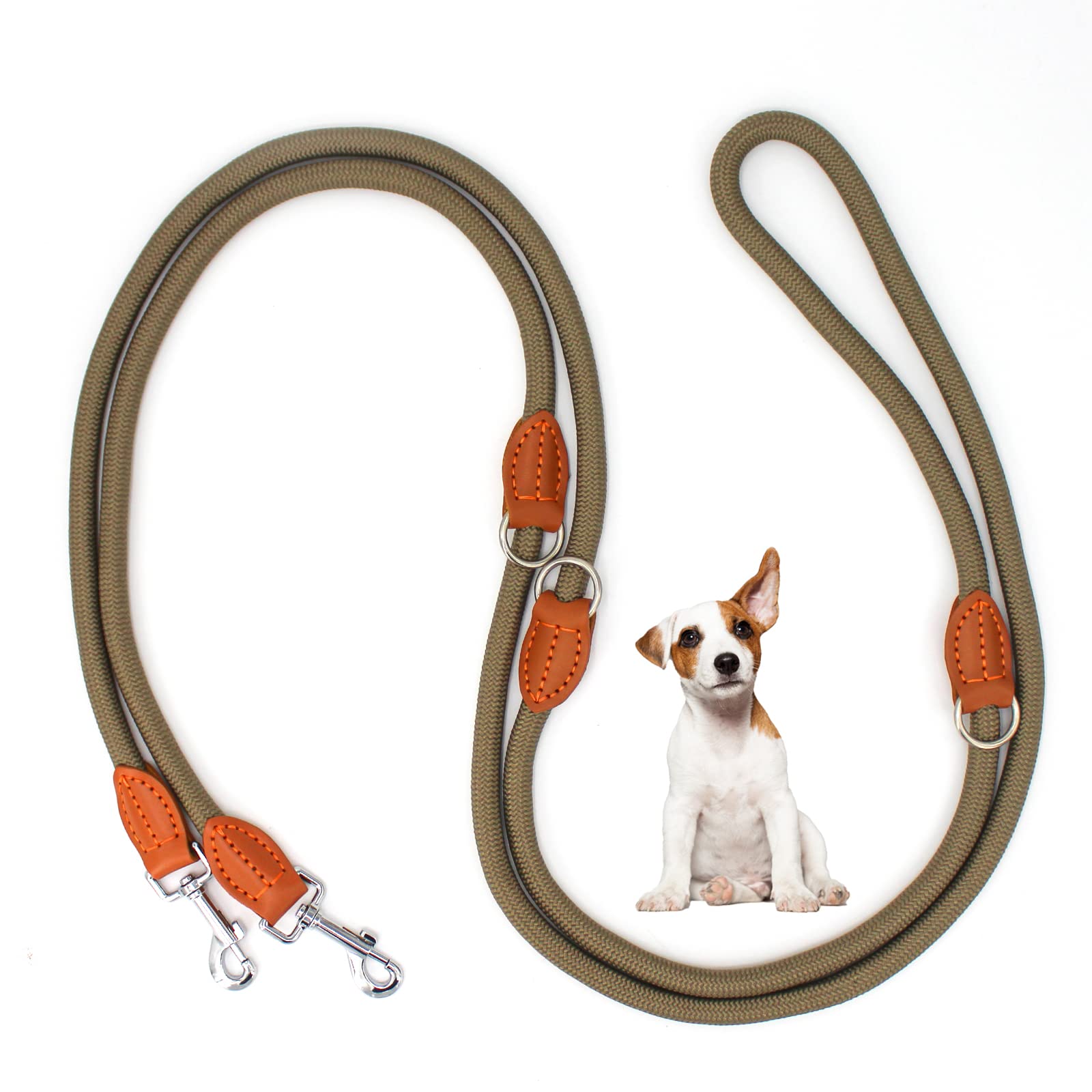 Bokelai Dog Lead 3M Double Ended Training Leads for Medium Small Dogs Adjustable Crossbody Rope Leash for Outdoor Walking Running Hands Free Dog Lead Army Green