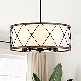Mayful D19.7 Modern Farmhouse Chandelier 5-Light Adjustable Pendant Light for Dining Room Light Fixture, Rustic Drum Hanging 