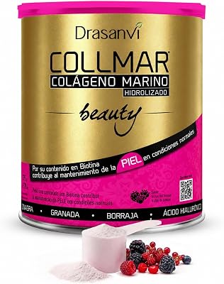 COLLMAR BEAUTY COLAGENO MARINO PARA LA PIEL, Colageno Hidrolizado con Vitamina C Natural, Biotina y Acido Hialuronico, Piel Bonita e Hidratada, Sabor Frutos del Bosque, 275 GR