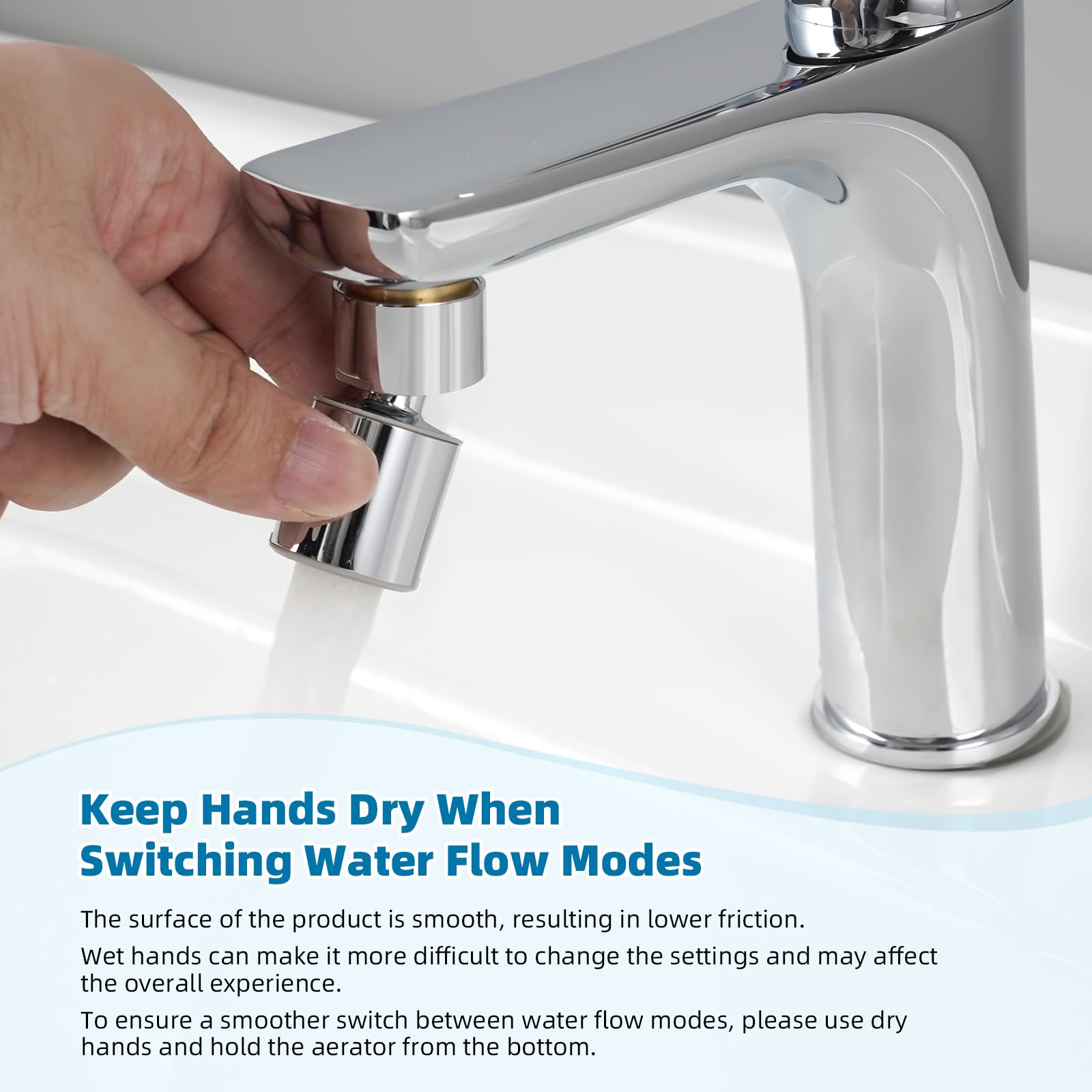 Hibbent NSF/ANSI/CAN 61 Certified Faucet Aerator, CUPC Certification 360° Twist Kitchen Sink Aerator, Dual-function Sink Sprayer Attachment, Faucet Replacement Part 55/64'' Female Thread, Chrome