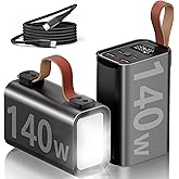 140W Laptop Portable Charger Power Bank 50000mAh(185Wh), Power Station PD 3.1 QC4.0 Fast Charging External Battery Pack Aluminium Alloy with 4 Outputs USB-C LED Light for Outdoor Emergency-Gray