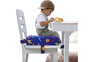 FUNCORITY Toddler Booster Seat for Dining Table, Portable Booster Seat for Kitchen Chair, 4 Inch High-Density Foam Cushion with Adjustable Safety Straps and Non-Slip Bottom, Perfect for Kids Travel and Daily