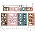 Naozinebi Boho Calendar Bulletin Board Set Boho Rainbow Flip Calendar with Holder Boho Classroom Decoration with 54 Date Cards Adjustable Calendar Holder for Classroom Home Decor Supplies
