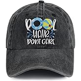 Pool Hair Don't Care Baseball Cap for Men Women, Funny Adjustable Embroidered Washed Cotton Summer Outdoor Sport Sun Hat