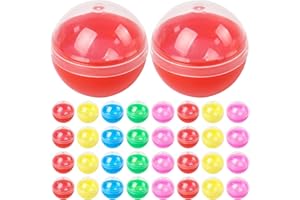 Klmnop 50 Pack Translucent Colorful Empty Capsules, 1.1 Inch Vending Machine Capsules, Plastic Small Round Gumball Machine Capsules for Party Favor Prize(50 Pack)