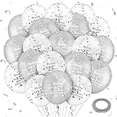 20Pcs Happy 25th Silver Wedding Anniversary Balloons for Decorations, Party Supplies 12 Inches