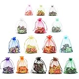 Halulu 100 Pcs 5x7" Assorted Colors Organza Drawstring Pouches Jewelry Party Wedding Favor Gift Bags