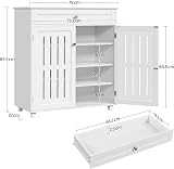 Yaheetech Wooden Shoe Cabinet with 1 Drawer 2 Doors 4-Tier White view 3
