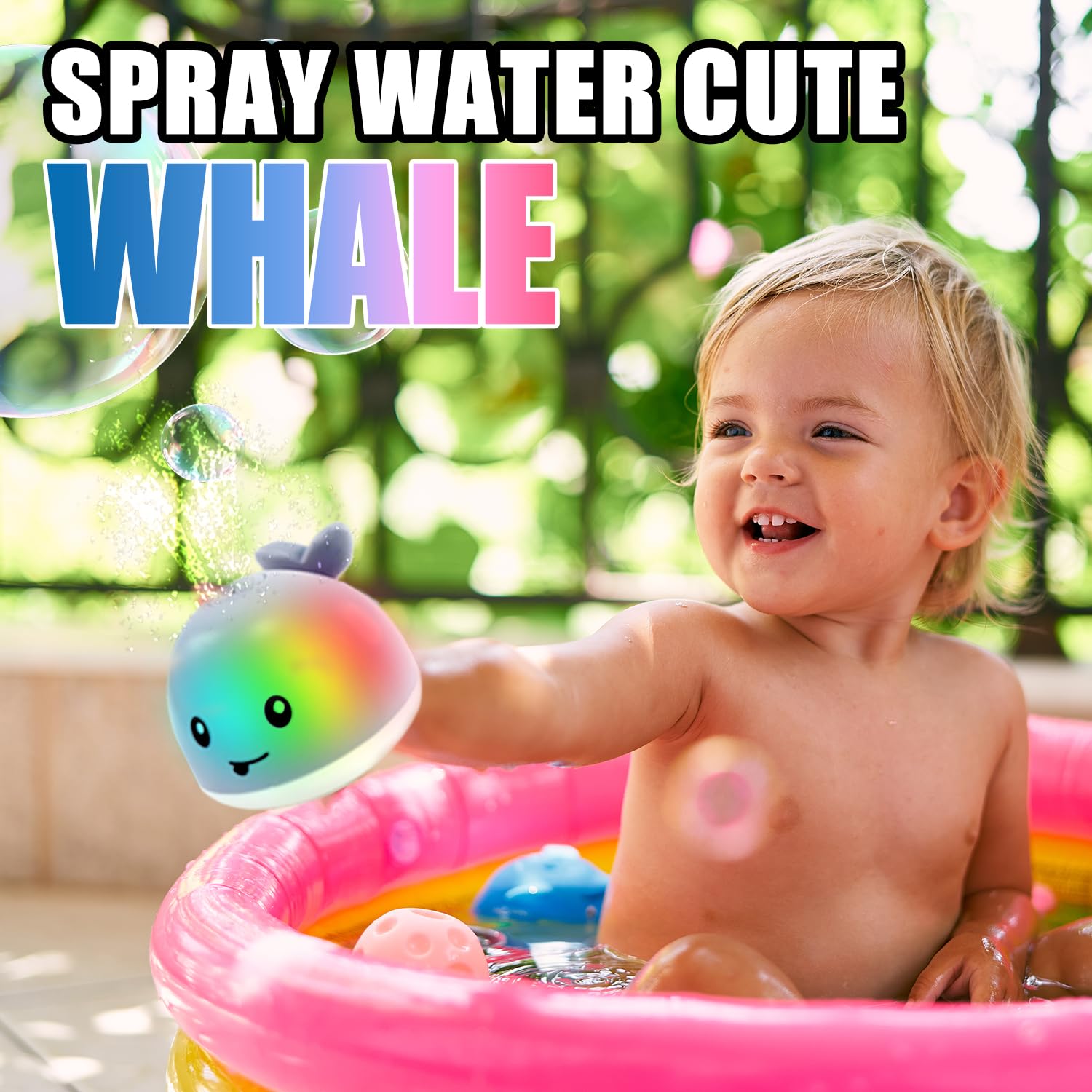 ZHENDUO Baby Bath Toys, Light Up Bath Toys Spray Water Bath Toy, Sprinkler Bathtub Toys for Toddlers Kids Boys Girls, Pool Bathroom Toy for Infant,Christmas Baby Toys