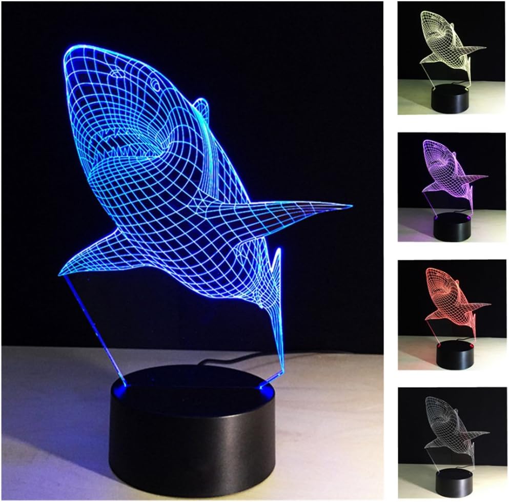 Animal Night light, 3D Nightlights 7 Colors Change Touch Control LED Night Lamp For Kids Children and Friends (Shark)