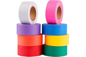 G GEYYANG GEYYANG Flagging Tape,3.35 Mil Thick,8 Assorted Colors,1-3/16" x 98ft(Total 787ft) - Neon Marking Tape for Survey Boundaries, Trees and Hazardous Areas - Weatherproof and Fade-Resistant