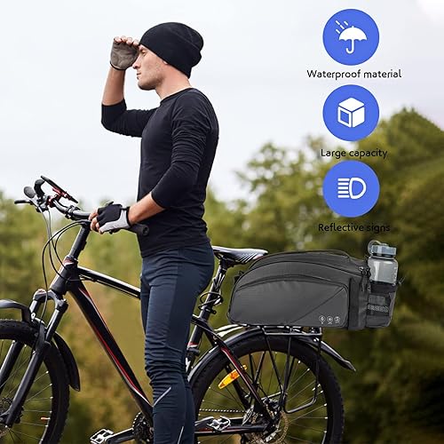 QYCHHJ Bike Rack Bag 12L Bike Trunk Reflective Rear Bag Waterproof