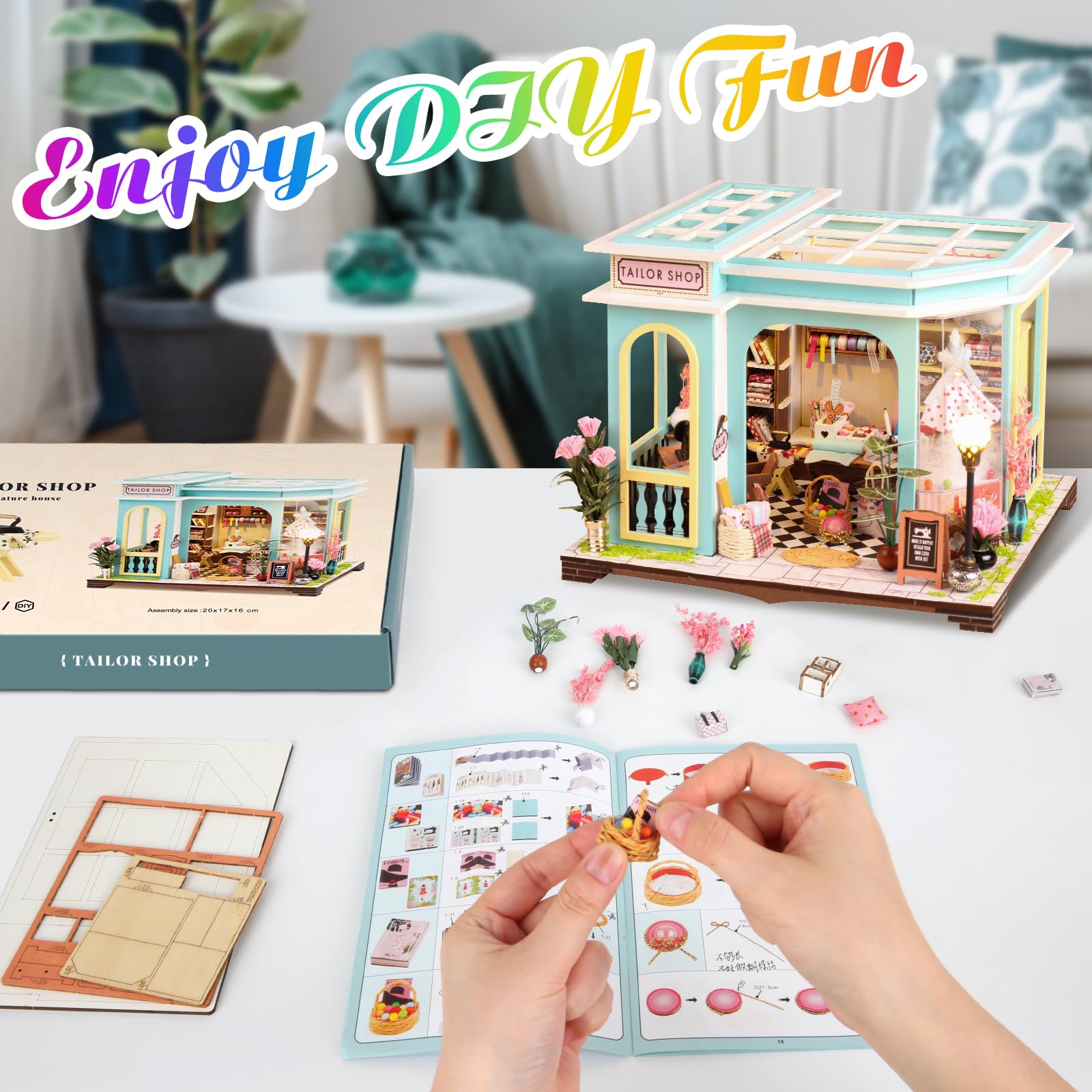 LED Light Miniature House DIY Miniature Book Shop House Kit With LED ...