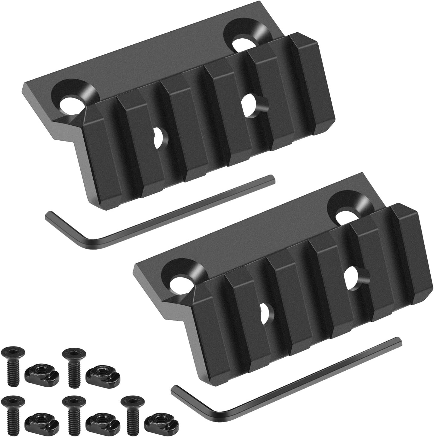 MLOK Offset Rail Mounts, VIAKEY 3 Slot Aluminum 45 Degree Angle Offset Side Flashlight Optic Sight Picatinny Rail Mount for M-LOK System - 2 Pack (3 Slot - 2 PCS) : Sports & Outdoors