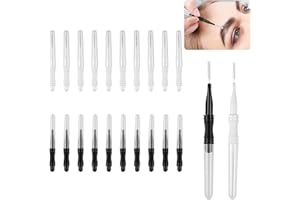 LONCHDAN 20 Pcs Micro Eyebrow Brush With Cap Micro Brow Brush Eyebrow Lamination Brush 2 Size Eyebrow Spoolie Brush Tools Portable Spooly Brushes Mascara Lash Brush for Eyelash Lift Extensions (20pcs)