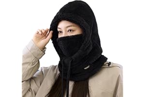 Sherpa Hood Ski Mask, Wind-Resistant Winter Face Mask, Fleece Ski Mask for Men Women, Warm Face Cover Hat Cap Scarf