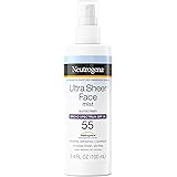 Neutrogena Ultra Sheer Face Mist Sunscreen Spray Broad Spectrum SPF 55, Lightweight, Non-Greasy & Water Resistant, Oil-Free &