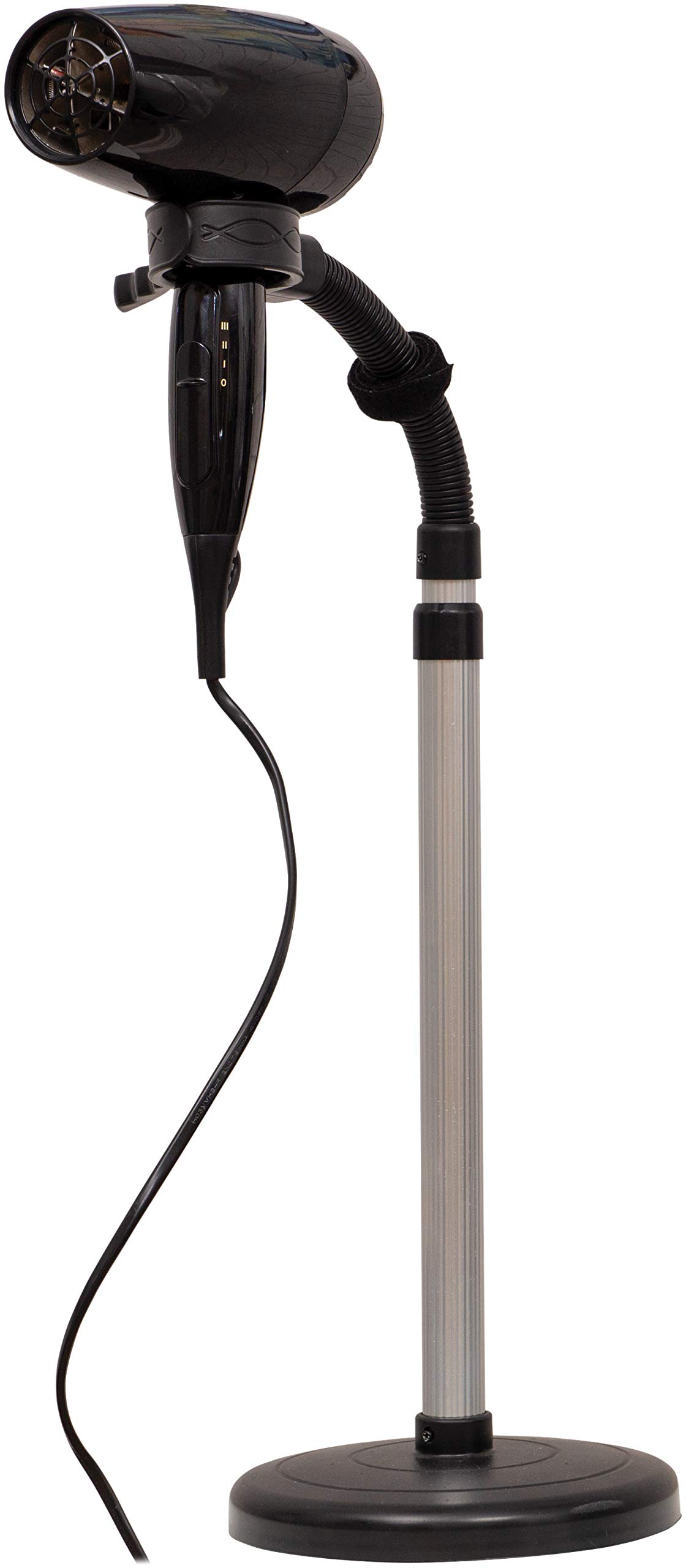 Aidapt Hands Free Blow Hair Dryer Holder Stand Aid With 360 Deg Rotation, Adjustable Height and Stable Non Slip Anti Scratch Base For Use on Table and Counters.